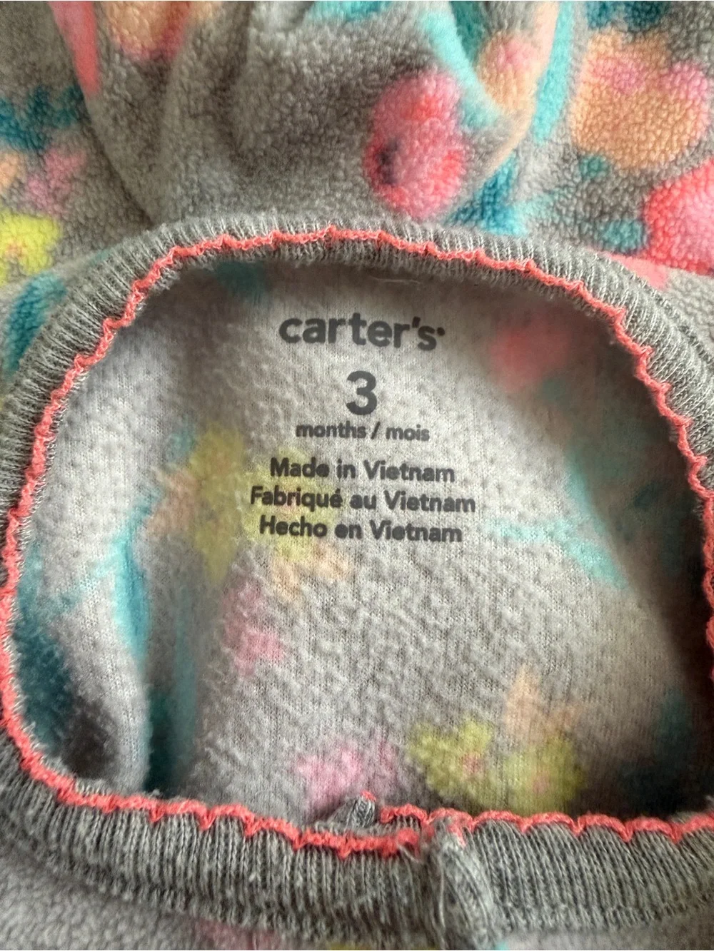 Carter's Girls 3 Months One Piece Snap Sleeper Fleece Long Sleeve Floral